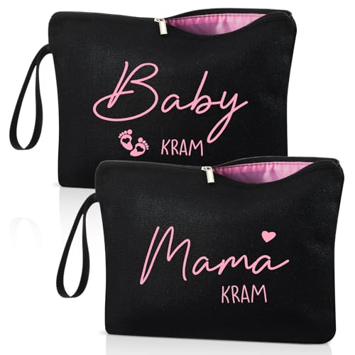 Xuniea 2 Stück Geschenke für Werdende Mütter und Schwangere Muttertasche mit Reißverschluss Mama Kram Baby Kram Kosmetiktasche Geburt Kliniktasche für Babyparty Geschenke