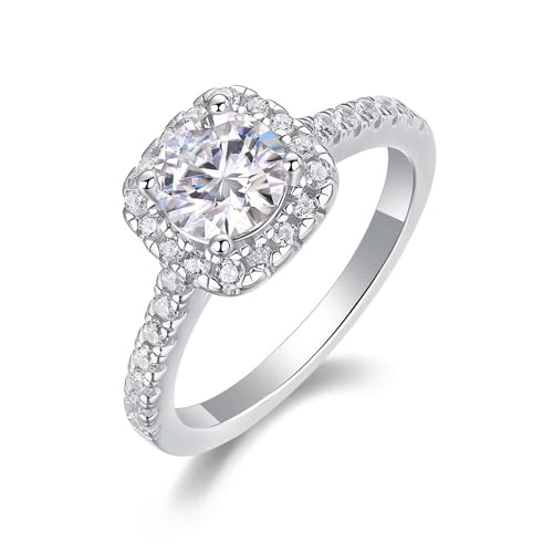 KnSam Anillo de compromiso de platino PT950, elegante anillo de boda con moissanita, anillos de pareja de platino, talla 48 (15,3)