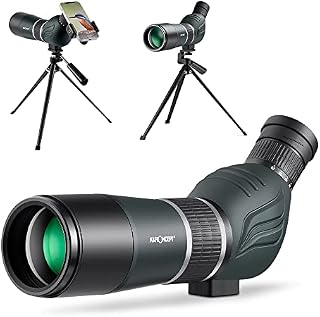 K&F Concept 20-60X60 Spotting Scope with Tripod, Carrying Bag, Smartphone Adapter - BAK4 45° Angled Waterproof Bird Watching Monocular for Target Shooting Hunting Wildlife Scenery