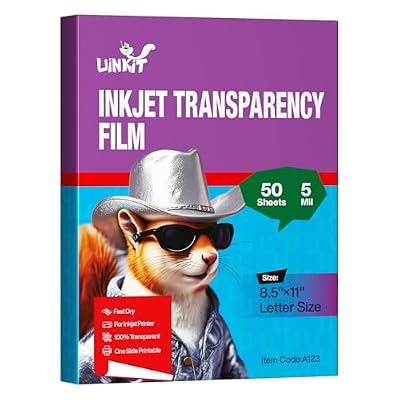 Uinkit Inkjet Transparency Film 50 Sheets 8.5x11 OHP Overhead Projector Film for DIY Crafting 100% Clear Transparency Paper For Inkjet Printer