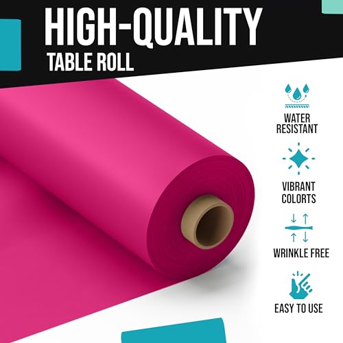 Exquisite Party Solids Cerise Plastic Table Cover Roll, Pack of 4-40" X 300' Table Cloth Plastic Cover Roll - Premium Quality Thick 0.5 MIL Banquet Rolls - Disposable Tablecloth Rolls by Party Solids - Image 4