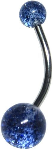 Anillo para ombligo de 049oz de longitud personalizada color azul oscuro con purpurina de 14 a 1 pulgada