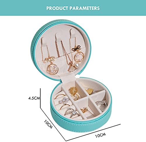 FANDOL Small Jewellery Box Organizer - Jewelry Case for Rings, Earring, Necklaces, Faux Leather Jewellery Storage box for Girls Women Travel (Light Sky Blue)