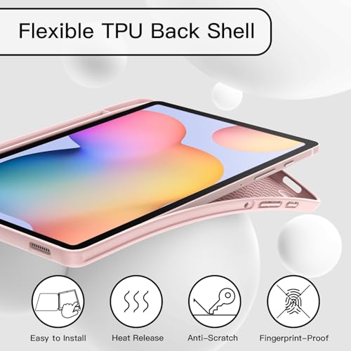 JETech Case for Samsung Galaxy Tab S6 Lite 10.4-Inch 2024/2022/2020 with S Pen Holder, Slim Tablet Cover with Soft TPU Back, Auto Wake/Sleep (Pink Gold) - Image 2