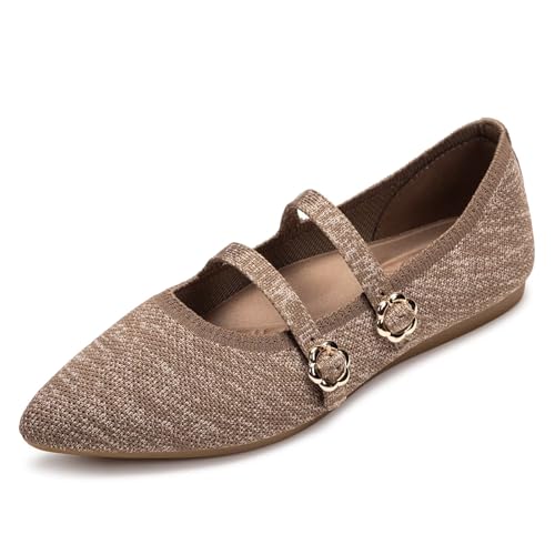bejinash women39s mary jane flat dressy knitted shoes with double adjustable strap ballets comfortable for work pointed toe flats shoes for women