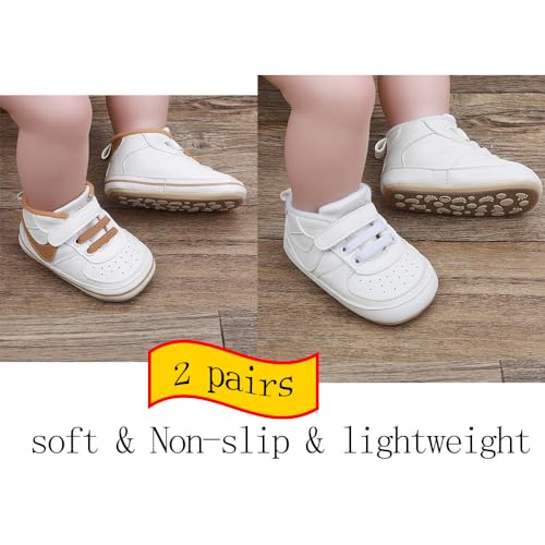 Image of Clowora Unsex Baby Shoes Boys Girls Infant Sneakers Non-Slip Soft Rubber Sole Toddler Crib First Walker Lightweight Shoes