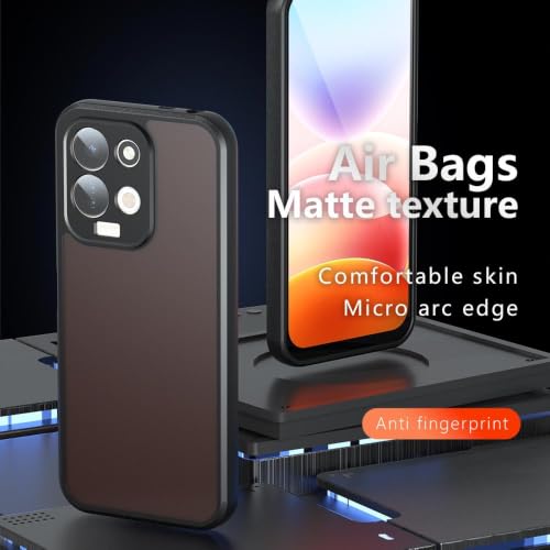 Image of Matte PC+TPU Back Cover Case for Redmi 17 5G, Air Bag Protection, Anti-Fingerprint, Micro Arc Edge, Skin-Friendly Feel, Camera Protection, Black