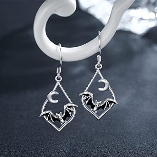 Bat Earrings for Women 925 Sterling Silver Gothic Bat Dangle Earrings Hypoallergenic Halloween Bat Earrings Animal Earrings Jewellery Gift for Halloween Christmas