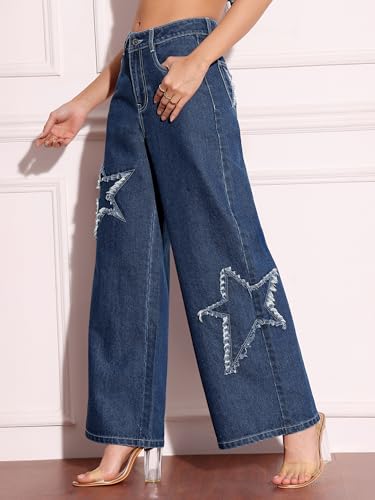 Image of Miss Chase Women's Wide-Leg High-Rise Regular-Length Stretchable Shaping Denim Jeans
