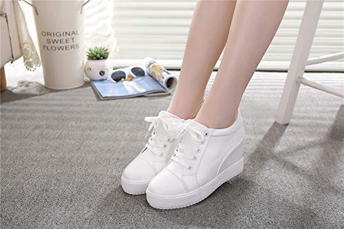 Image of ACE SHOCK Women Wedges Sneakers with Hidden Heel Ankle High Platform Walking Shoes Fashion Bride Wedding Shoes