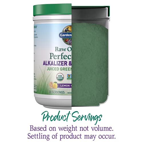 Garden Of Life Raw Organic Perfect Food Alkalizer & Detoxifier Juiced Greens Superfood Powder - Lemon Ginger, 30 Servings - Non-Gmo, Gluten Free Whole Food Dietary Supplement, Plus Probiotics #TOP3