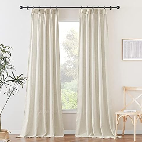 StangH Natural Linen Sheer Curtains 84 inches Cover