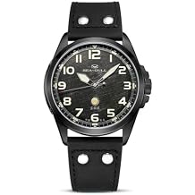 SEA-GULL Mens Mechanical Watches,Automatic Wristwatch, Military Watch,Commemorative Edition Army Watch for Men,Seagull ST2500, Black, strap