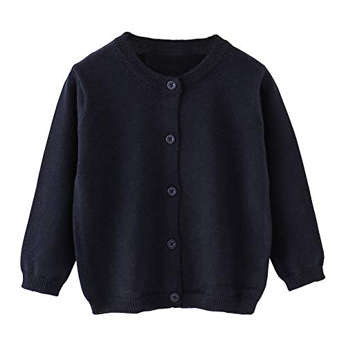 Image of Little Girl Knit Cardigan Sweater - Toddler Button Down School Uniforms Cardigan