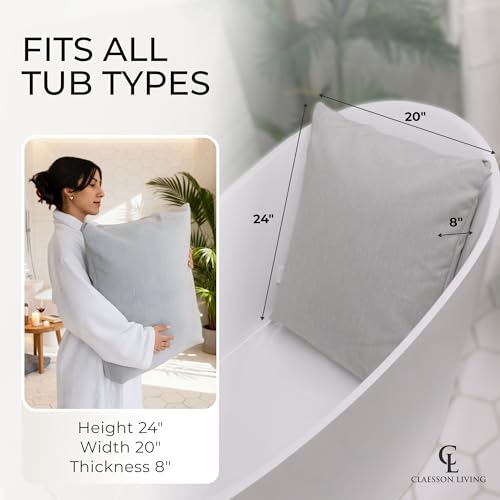 Luxury Bath Pillow for Tub - Thick and Comfortable Bathtub Pillow Support for Head and Neck and Back - Washable Quick-Drying Bath Pillows - Bath Cushion for Home Spa - Fits Any Bathtub - Light Gray by Claessonliving - Used condition - Image 9