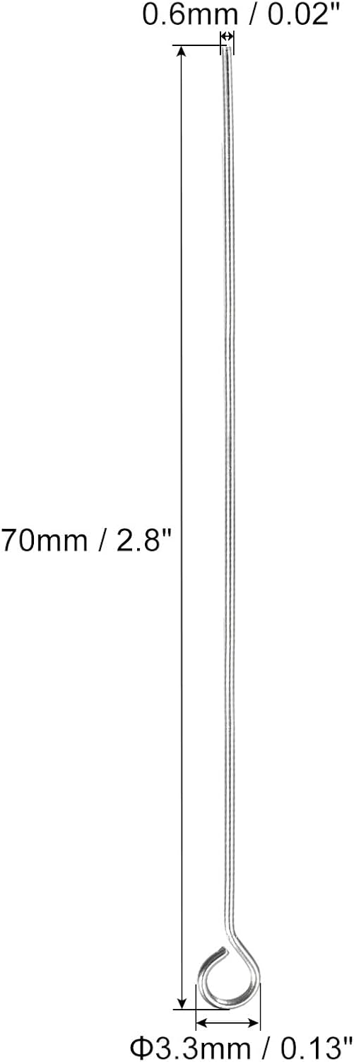 PATIKIL 100Pcs 304 Stainless Steel Jewelry Eye Pins 70mm 22 Gauge Silver Open Eye Pins for Jewelry Making DIY Craft Necklaces Bracelets Earrings - Image 2