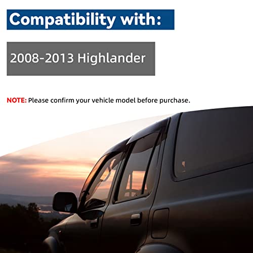 Lqqdp 4Pcs Jdm Smoke Tint Outside Mount Tape On/Clip On Style Pvc Sun Rain Guard Vent Window Visors Compatible With 08-13 Highlander Xu40 #TOP3