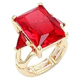 Lavencious Big Bold Radiant CZ Stones Stretch Statement Rings for Women Size 7 to 9 (Red)