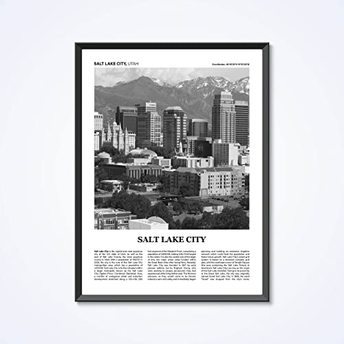 Salt lake city Black and White Posters, Salt lake city, Utah Print, Salt lake city Photo Art Home Decor, Salt lake city Travel Poster