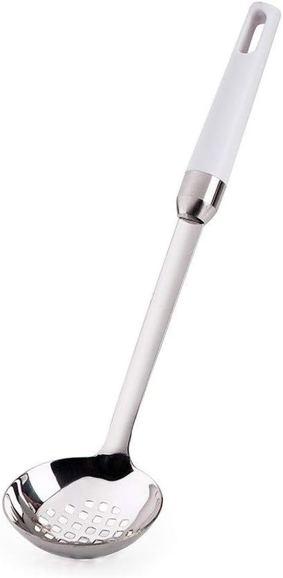 Long Handle Stainless Steel Skimmer Slotted Kitchen Skimmer Spoon Built-in Hang Hole Comfortable Grip Handle with Heat Resistant Handle Fine mesh Strainer Frying