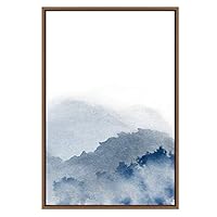 SIGNWIN Framed Canvas Wall Art Blue Wash Foggy Mountain Top Landscape Wilderness Photography Modern Art Contemporary Expressive for Living Room, Bedroom, Office - 16