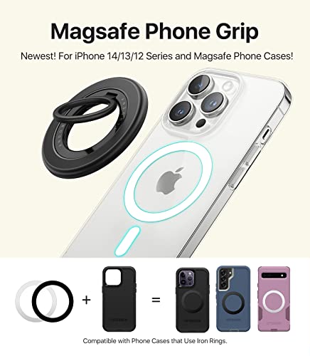 [2023 Newest] Andobil Magnetic Phone Grip For Magsafe [Drop Protection] Strong Magnetic Phone Ring Holder Compatible With Magsafe Accessories, Iphone 14 Plus 13 12, Pro, Pro Max, Mini, Silicone, Black #TOP1