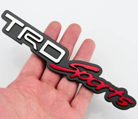 AMOYAN,TRD Sports White Silver+Black+Red Metal Performance Emblem Sticker 3D Car Hold Vehicle-Grill Badge Logo Sticker.