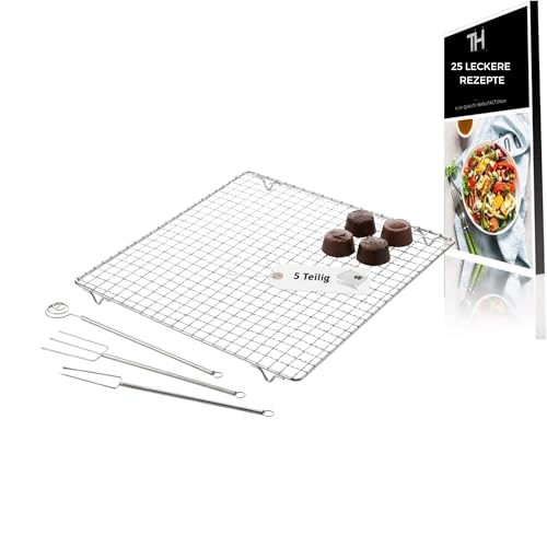 Thiru Premium Pralinen Set 5 Teilig - 100 Tage risikofrei testen - Abtropfgitter 3 Tauchgabeln Pralinenförmchen - DIY zum selber Machen