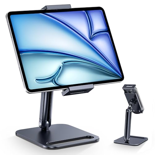 CreaDream Tablet Stand, Heavy Aluminum Tablet Holder for Desk with Adjustable 360° Swivel Bracket, Compatible with iPad Pro/Air/Mini, Galaxy Tab, Surface Pro, Kindle Fire 4.7''-13", Black by CreaDream - Used condition - US$21.97