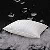 Hotel Grand Super Luxury Soft Down Pillow 600 Fill Power King Size Set of 1 Pack Bed Pillow 100% Cotton Damask Stripe Shell Made in USA for Bedroom
