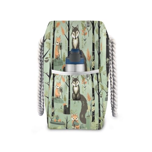 Cute Fox Animal Beach Bag & Travel Tote Bag Large Sandproof Wet Pouch for Gym Travel, Lightweight Outdoor Bag3