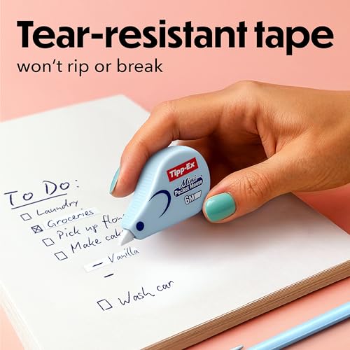 Tipp-Ex Mini Pocket Mouse Korrekturroller Pastell (6 m x 5 mm) – 5 Pastellfarben und 1 durchsichtige Farbe, Packung à 6