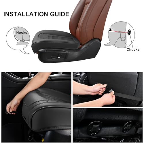 Image of BWTJF Black Car Seat Cover 2 Pack, Universal Leather Front Seat Covers Bottom Protector, Anti-Slip and Full Wrapping Edge Compatible with Most of Vehicles - SUVs /Sedans /Pickup Trucks