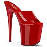  Pleaser Damen FLAMINGO-801N Plateau High Heels Pantolette TPU Rot 38 EU
