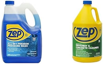 All-in-1 Premium Pressure Washing Concentrate + Driveway and Concrete Cleaner - ZUPPWC160 172 Fl Oz and ZUCON128 128 Fl Oz - Removes Dirt, Stains, Algae, and More From Concrete, Decks, and More