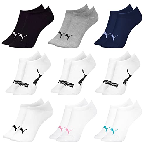 Kit 09 Pares Meias Puma Sapatilha Invisível Feminino Adulto | 6 Branco - 1 Cinza - 1 Marinho - 1 Pre