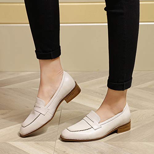 Image of Mona flying Womens Leather Square Toe Penny Loafer Slip on Flat Office Shoe