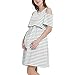Produktbild OKHGF Frauen Cocktailkleider Umstandskleider Sommer Schwangere Schwangerschaftskleid Kurzarmstreifen Stillen Stillen Kleidung Kleid Vetement Femme -Gray_M