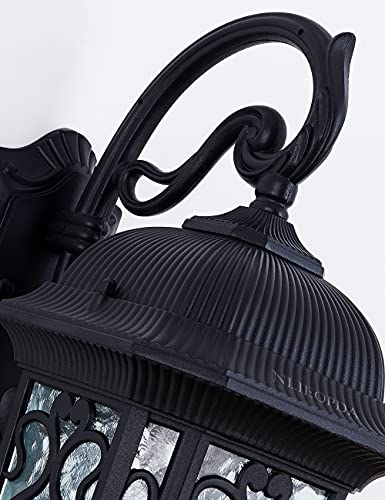N / A Nlieopda Large Outdoor Wall Light 20.87" H Black Waterproof Outside Wall Sconce Classical European Style Porch Light With Water Glass For Entryways, Yards, Front Porch #TOP7