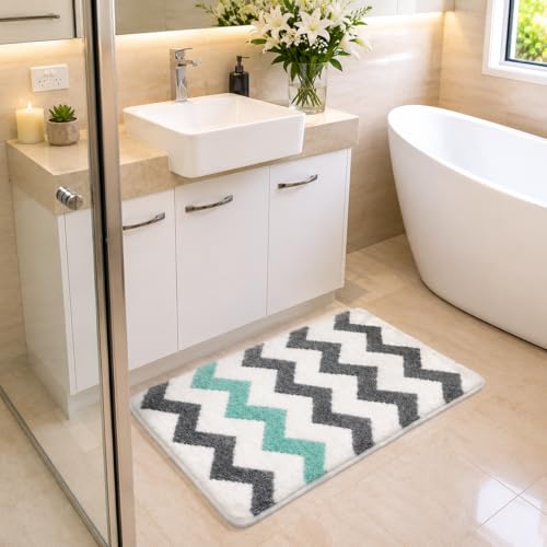 Image of Cotton Door Mat | Water Absorbent, Anti-Skid, Machine Washable Floor Mat | Soft Microfiber Carpet for Home, Living Room & Bedroom | Premium Decorative Mat (Multy, Rectangular)