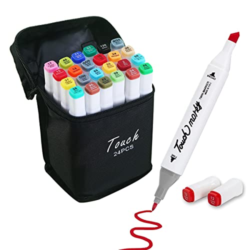 Caneta Marcador para Colorir Desenho Professional, Pontas Duplas, Codificados por Cores, Segurança G