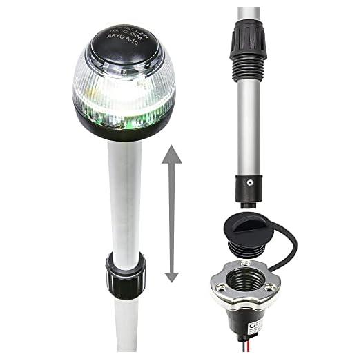 34"- 60" Adjustable White LED Marine Navigation Anchor All-Round Boat Light [USCG ABYC A-16 3NM] [IP66 Waterproof] [Aluminum & ABS] 3 Nautical Mile Visibility Stern Light Fishing Boat Yacht Pontoon
