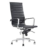  Vivol Madrid Schreibtisch Stuhl Echt Leder Schwarz  Design Bürostuhl Ergonomisch  100% Leder Bürostuhl 120 kg  Drehstuhl mit Rollen und Armlehnen