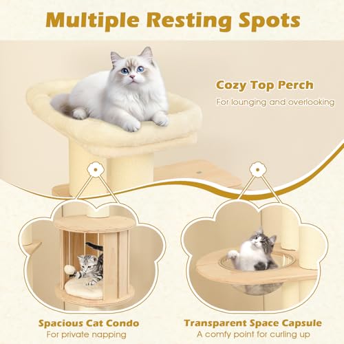 Tangkula árbol para gatos madera 71 pulgadas para interior miniatura 7