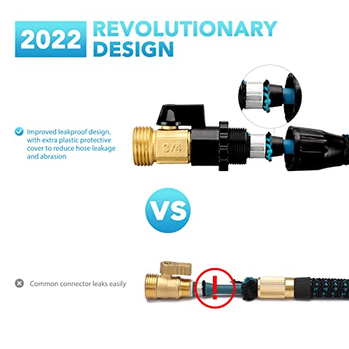 Delxo Expandable Garden Hose,100FT Water Hose with 9-Function High-Pressure Spray Nozzle, Heavy Duty Flexible Water Pipe, 3/4" Solid Brass Fittings Leakproof Design - Thumbnail 4