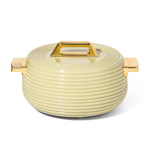 Image of SELVEL Smart Pot Insulated Casserole | Stainless Steel Inner | Luxury Gold Finish Handles & Lid | Double Wall Hot Pot for Roti, Chapati, Rice & Curry | Elegant Serving Casserole (Pista Green, 1500 ML)