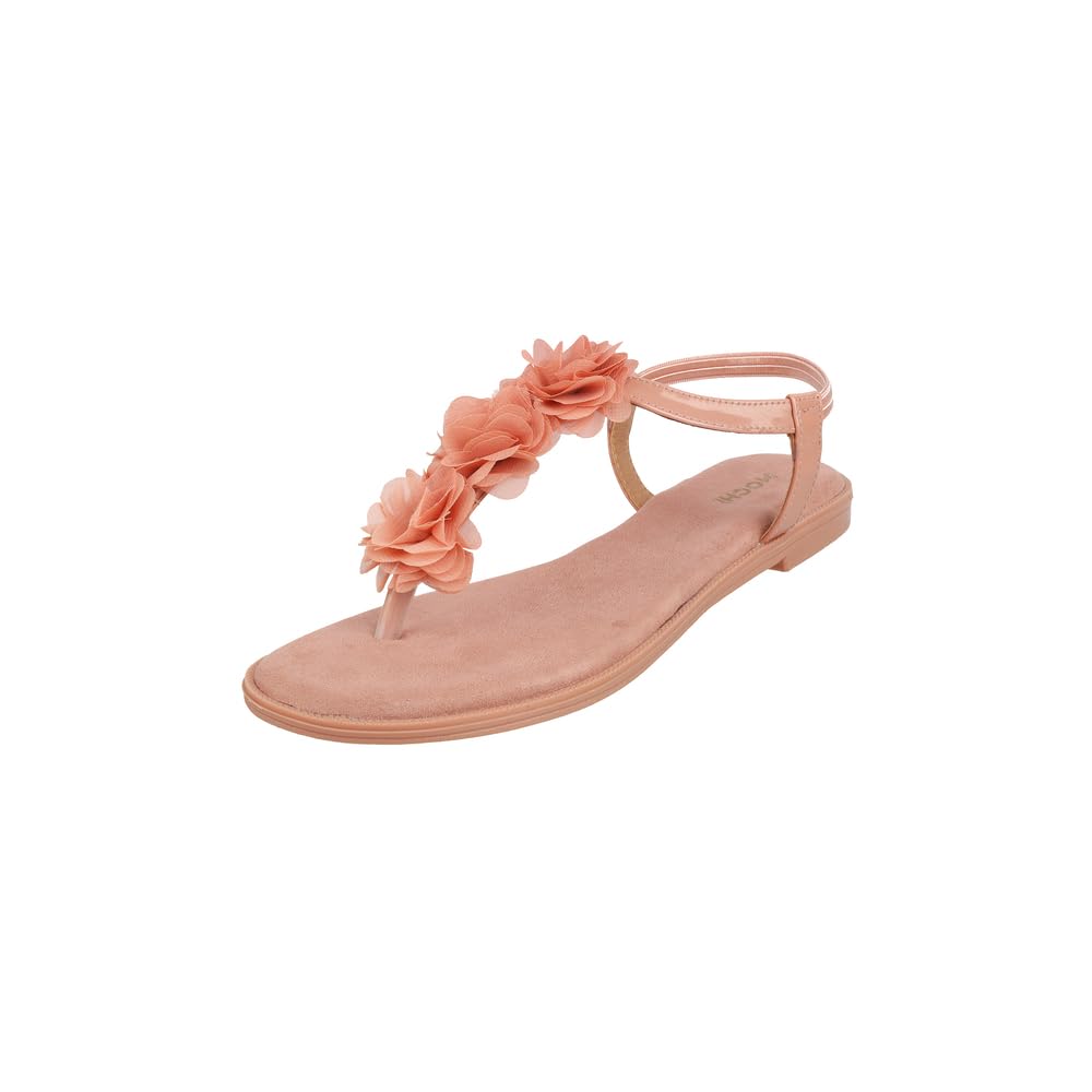 Mochi Women Pink Floral T-Strap Comfortable Casual Sandals UK/8 EU/41 (33-916) (B0D9KNS8LD) Amazon Price History, Amazon Price Tracker