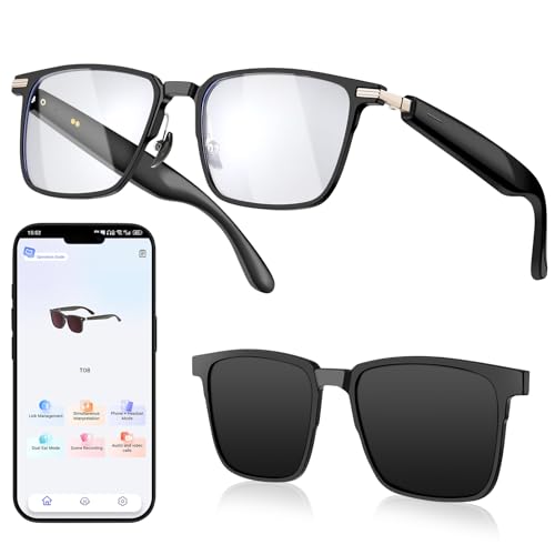 Fagalil Occhiali Intelligenti con Intelligenza Artificiale, Occhiali da Sole Bluetooth per Uomo e Donna con Traduzione in Tempo Reale Protezione dalla Luce Blu e Dai Raggi UV Lenti Intercambiabili