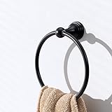 Hand Towel Ring for Bathroom – Matte Black Round Towel Holder, Wall Mounted Rack, Modern Hanger for Bath, Kitchen, RV, Decor