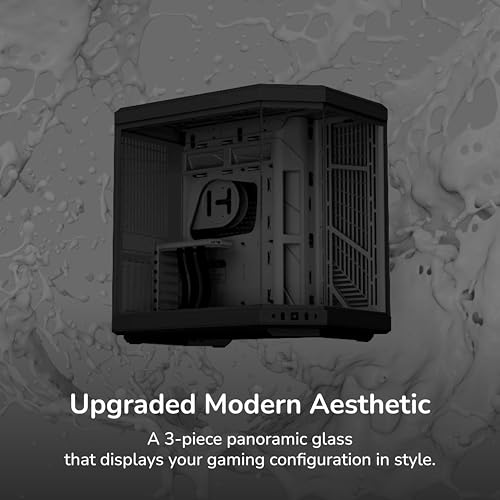 Image of Hyte Y70 Modern Aesthetic Gaming PC Case - Panoramic Glass | High-Airflow Design | Cable Management | Dual Chamber ATX Mid-Tower Chassis | 10 Fan Capacity | Luxury PCIe 4.0 Riser Cable - Pitch Black